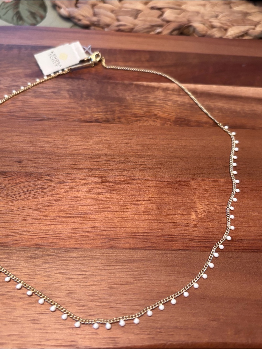 Kendra Scott Gold Necklace with White Bead Drops
